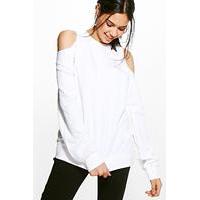 Extreme Cold Shoulder Sweat Shirt - cream