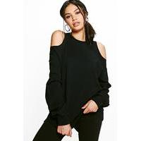 Extreme Cold Shoulder Sweat Shirt - black