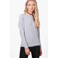 extreme slit arm knitted top grey