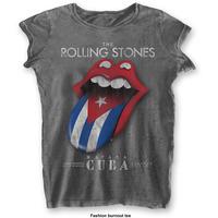 Extra Small Charcoal Grey Ladies The Rolling Stones Havana Cuba T-shirt