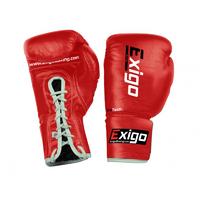 exigo boxing pro fight leather contest gloves red 8oz