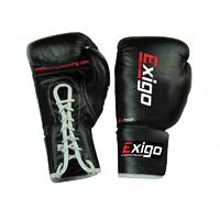 exigo boxing pro fight leather contest gloves black 8oz