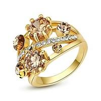 Exquisite Top Quality Rhinestone Jewelry 18K White/Yellow Gold Plated Charm Swa Crystal Ring