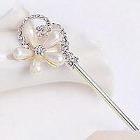 exquisite alloy hair sticks bob pearl flower hairpin in party