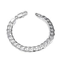 exquisite simple silver plated 8mm wide fashion style chain link brace ...