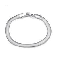 Exquisite Simple Fine S925 Silver 6MM Chain Charm Bracelet for Wedding Party Women