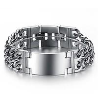 Exaggerated Classic Smooth Double Man Wide Thick Titanium Steel Bracelet Christmas Gifts