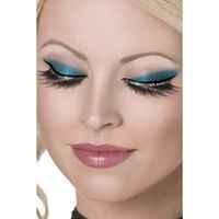 Eyelashes, Black, With Crystals, Contains Glue