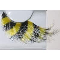Eye Lash Set Feather Yellow & Black Long