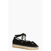 eyelet lace up espadrille black