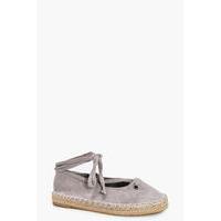 eyelet lace up espadrille grey