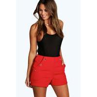 Eyelet Detail Short - red