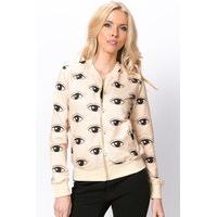 Eye Print Zip Front Jacket