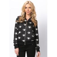 eye print zip front jacket