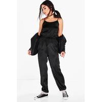 eyelash lace hem jumpsuit black