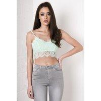 Eyelash Lace Bralet in Mint Green