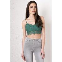 eyelash lace bralet in dark green