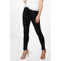 Eyelet Skinny Jeans - black