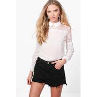 Eyelash Lace Trim Shirt - white