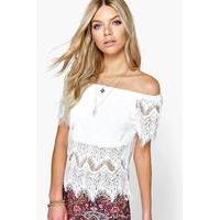 Eyelash Lace Off The Shoulder Top - white