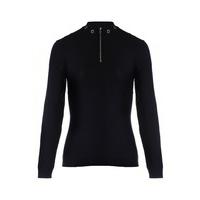 Eyelet Zip Neck Jumper - Size: One Size