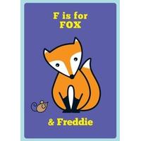 f is for fox personalised card