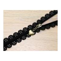 f j fusion fancy lace zip with antique brass puller 30cm black