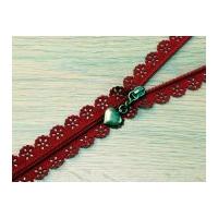 f j fusion fancy lace zip with antique brass puller 20cm red