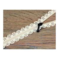 F J Fusion Fancy Lace Zip with Antique Brass Puller 25cm Cream