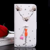 Fashion Flip PU Leather Bling Flower Wallet Protective Case Cover with Stand Card Holder for iPhone 6 Plus