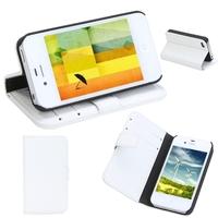 Fashion Wallet Case Flip Leather Stand Cover with Card Holder for iPhone 4 4s 4g White