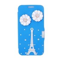 Fashion Flip PU Leather Bling Rhinestone Diamond Protective Case Cover for Samsung Galaxy S6