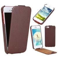 Fashion Luxury Flip Genuine Leather Slim Case Cover for iPhone 5 Brown