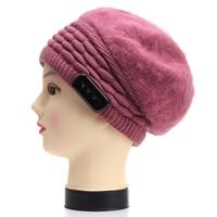 Fashion Warm Headset Winter Bluetooth Headphone Hat for Women Knitting Wool Listen Music Answer Phone Rabbit Hair Peaked Cap