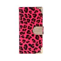 Fashionable Wallet Leopard Case Flip Leather Cover with Card Holder/Strap for Apple iPhone 6 Rose