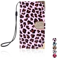 Fashion Wallet Leopard Case Flip Leather Cover with Card Holder/Strap for Samsung Galaxy S5 i9600 Pink