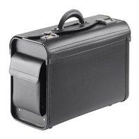 Falcon Multi-purpose Compact Pilot Case - Black - Luxurious soft synthetic leather - Internal filing separator - For up to 15.6" Laptops