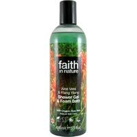 faith in nature aloe vera ylang ylang shower gel bath foam 400ml