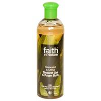 faith in nature seaweed citrus shower gel bath foam 400ml blue