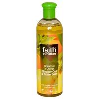 Faith in Nature Grapefruit & Orange Shower Gel & Bath Foam 400ml - 400 ml, Orange
