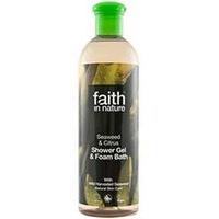 faith seaweed foam bath and shower gel 400ml bottles