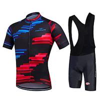 fastcute Cycling Jersey with Bib Shorts Men\'s Short Sleeve Bike Bib Shorts Shorts Shirt Sweatshirt Jersey Bib Tights Jacket TopsQuick Dry