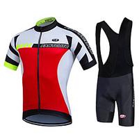 fastcute Cycling Jersey with Bib Shorts Men\'s Short Sleeve Bike Bib Shorts Shorts Shirt Sweatshirt Jersey Bib Tights Jacket TopsQuick Dry