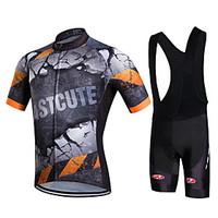 fastcute Cycling Jersey with Bib Shorts Men\'s Short Sleeve Bike Bib Shorts Shorts Shirt Sweatshirt Jersey Bib Tights Jacket TopsQuick Dry