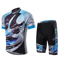 fastcute Cycling Jersey with Shorts Men\'s Unisex Short Sleeve Bike Clothing Suits Quick Dry Front Zipper Wearable Breathable Compression