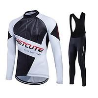 fastcute Cycling Jersey with Bib Tights Women\'s Men\'s Unisex Long Sleeve BikeTracksuit Fleece Jackets Jersey Tights Bib Tights
