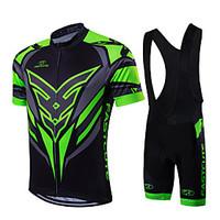 fastcute Cycling Jersey with Bib Shorts Men\'s Unisex Short Sleeve Bike Clothing SuitsQuick Dry Front Zipper Wearable Breathable