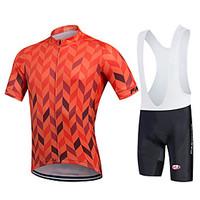 fastcute Cycling Jersey with Bib Shorts Men\'s Short Sleeve Bike Bib Shorts Bib Tights Sweatshirt JerseyQuick Dry Moisture Permeability