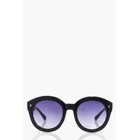 faded lense round fashion glasses black