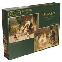 Falcon De Luxe Fine Art Dancing Bear & Blind Mans Buff 2 x 1000pcs Puzzles